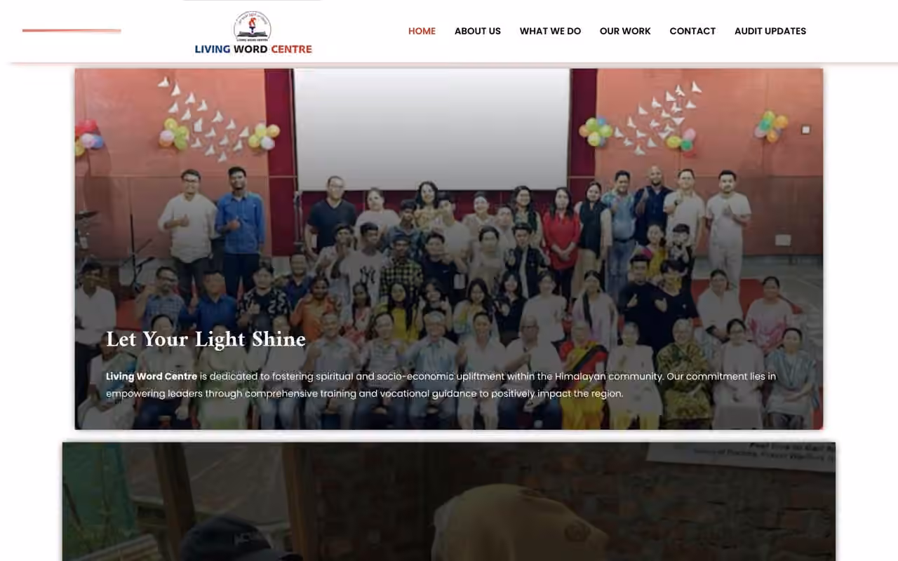 Living Word Centre website on desktop