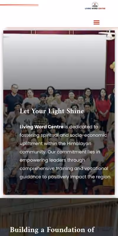 Living Word Centre website on a phone